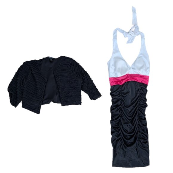 DEB Y2K Ruched Dress and Joie Ruched Slip Dress + Costume Accessories Halloween - Picture 6 of 11